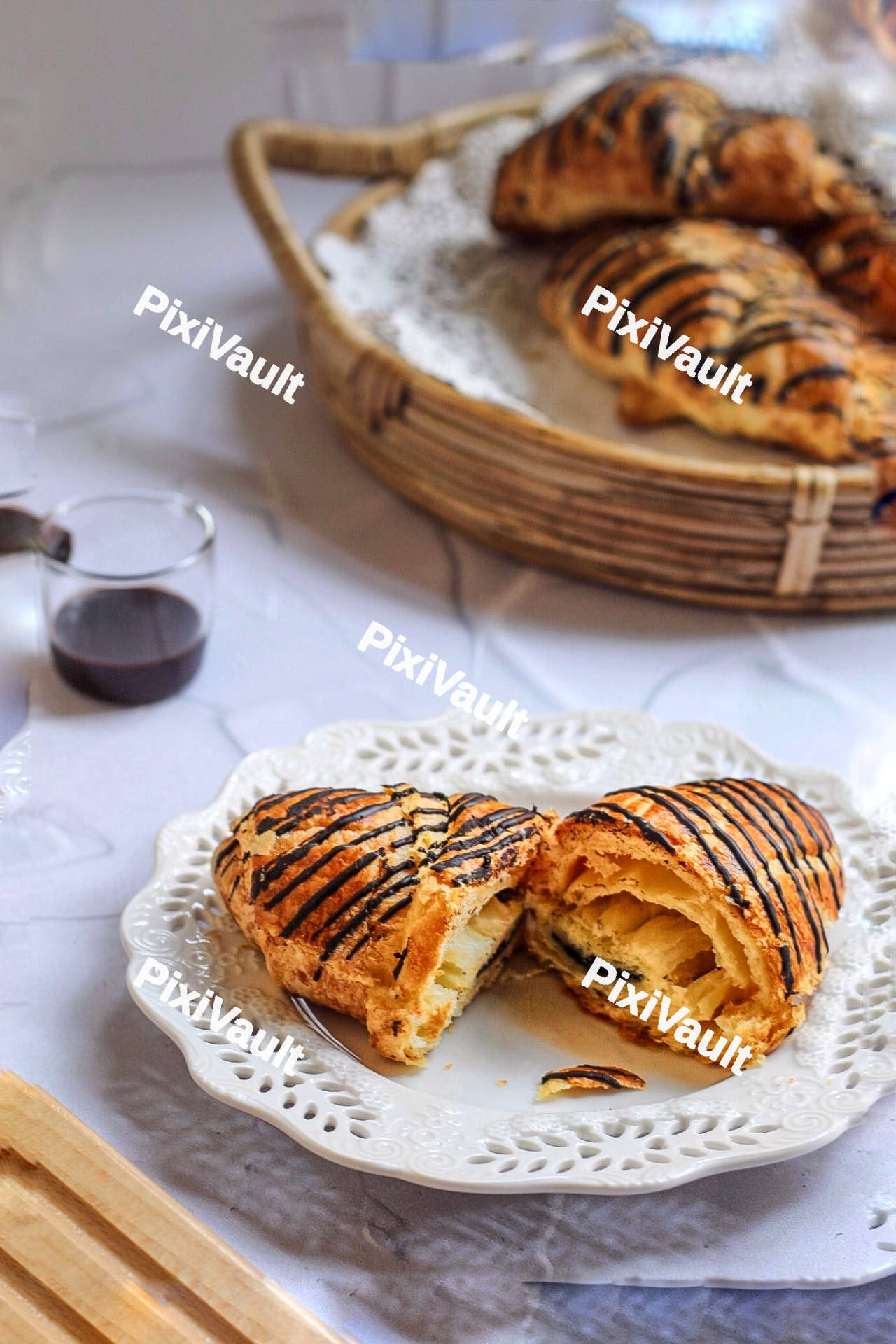 Pain au chocolat in a plate